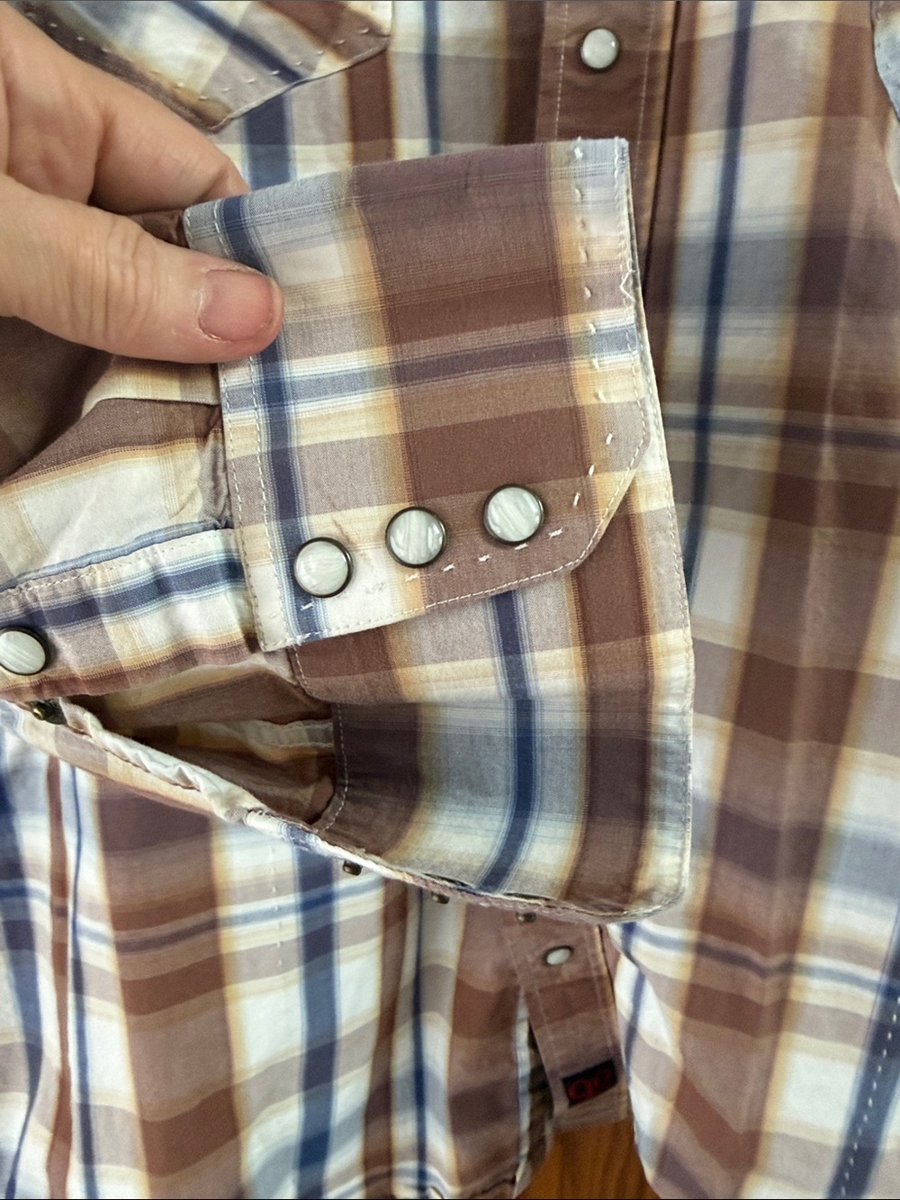 Panhandle Slim Men's Plaid Button-Down Western Shirt in Brown, Blue, Cream - Picture 6 of 9